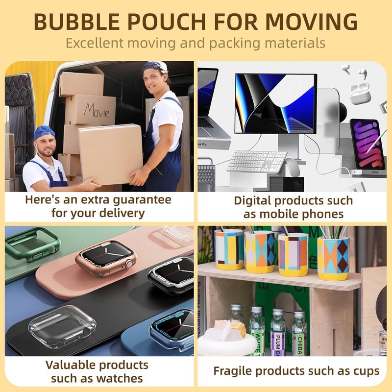 XHMAXE 50Pcs Bubble Bag, 12”x14” Bubble Pouches wrap for Shipping, Double Wall Bubble Cushioning for Packing, Moving and Storage Fragile China Dishes Electronic Item… - Image 5